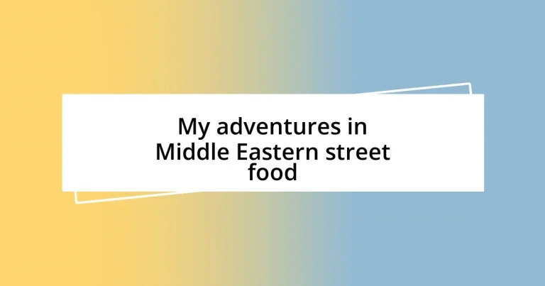 My adventures in Middle Eastern street food