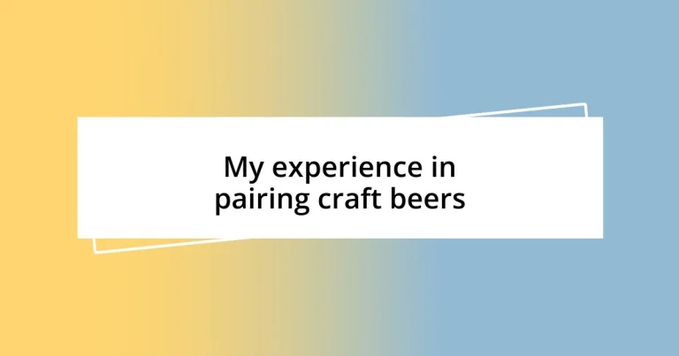 My experience in pairing craft beers