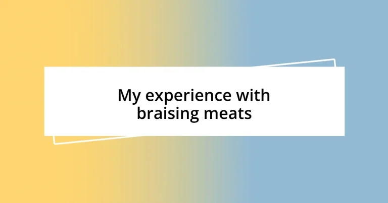 My experience with braising meats