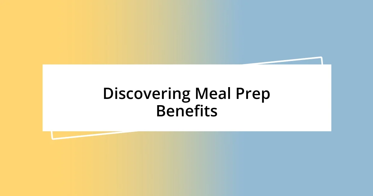 Discovering Meal Prep Benefits