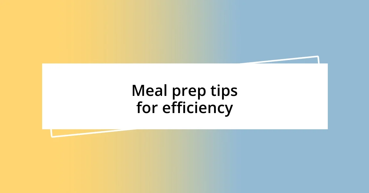 Meal prep tips for efficiency