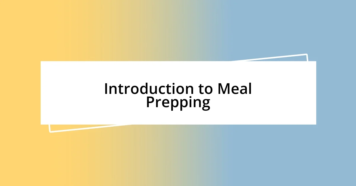 Introduction to Meal Prepping