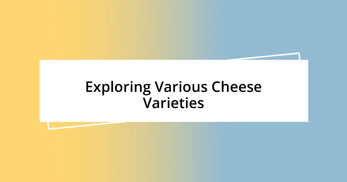 Exploring Various Cheese Varieties