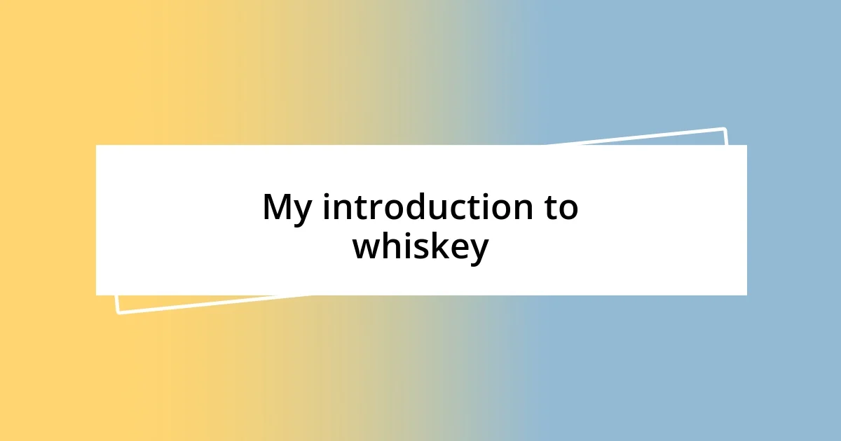 My introduction to whiskey