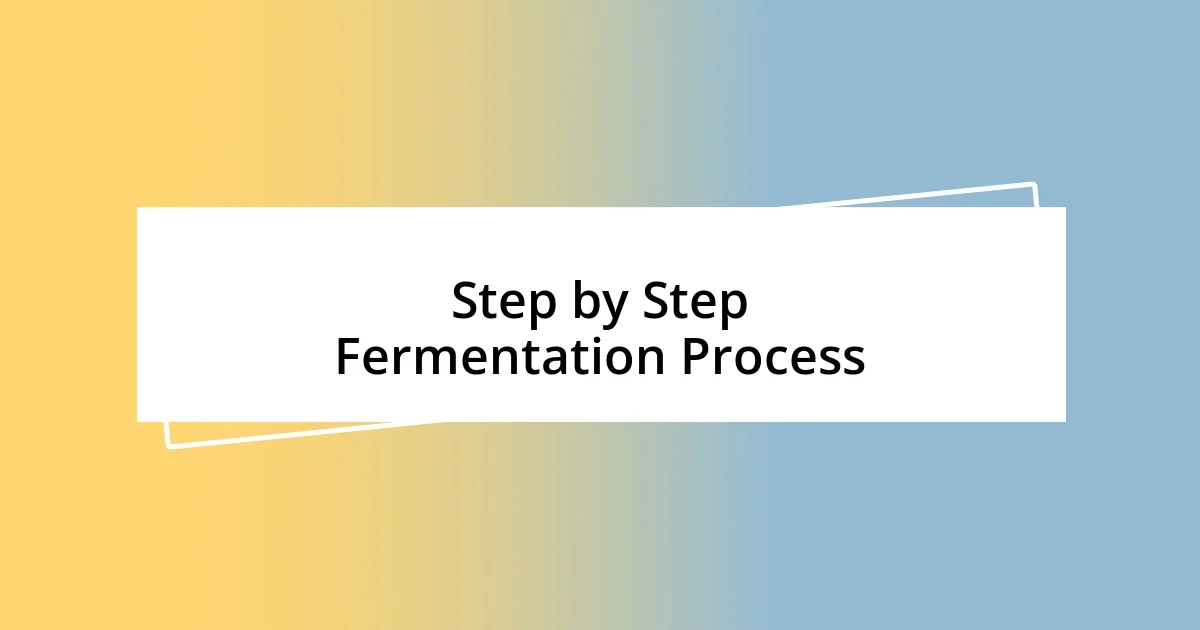 Step by Step Fermentation Process