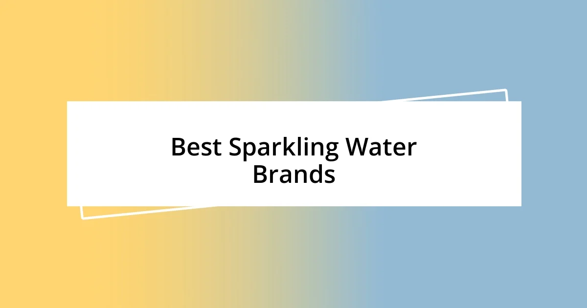 Best Sparkling Water Brands